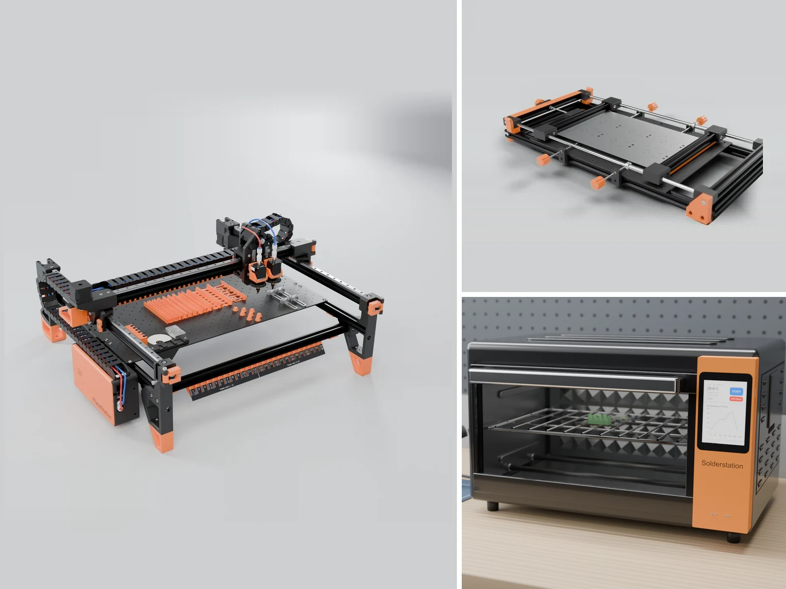 Complete Lab bundle: PlaceStation pick and place machine, StencilStation stencil printer and SolderStation reflow oven