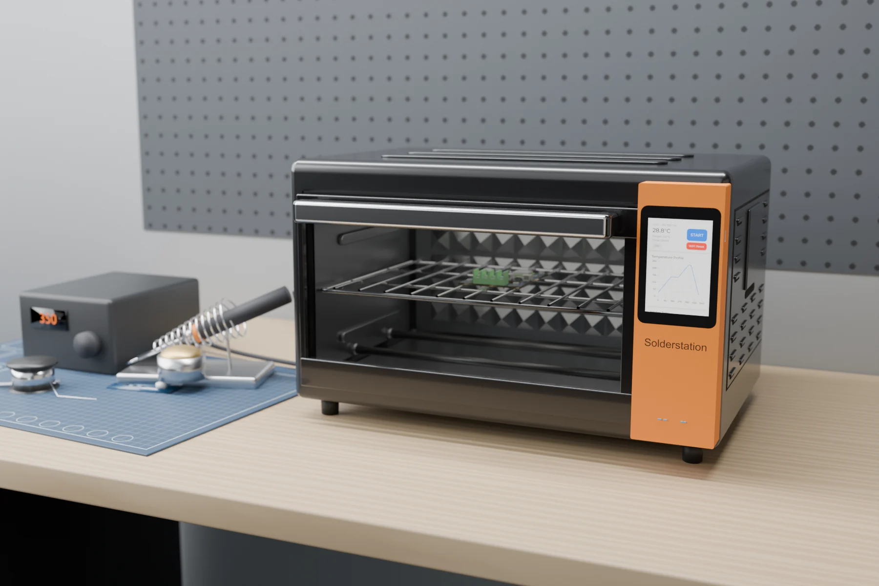 SolderStation reflow oven side view compact benchtop PCB reflow