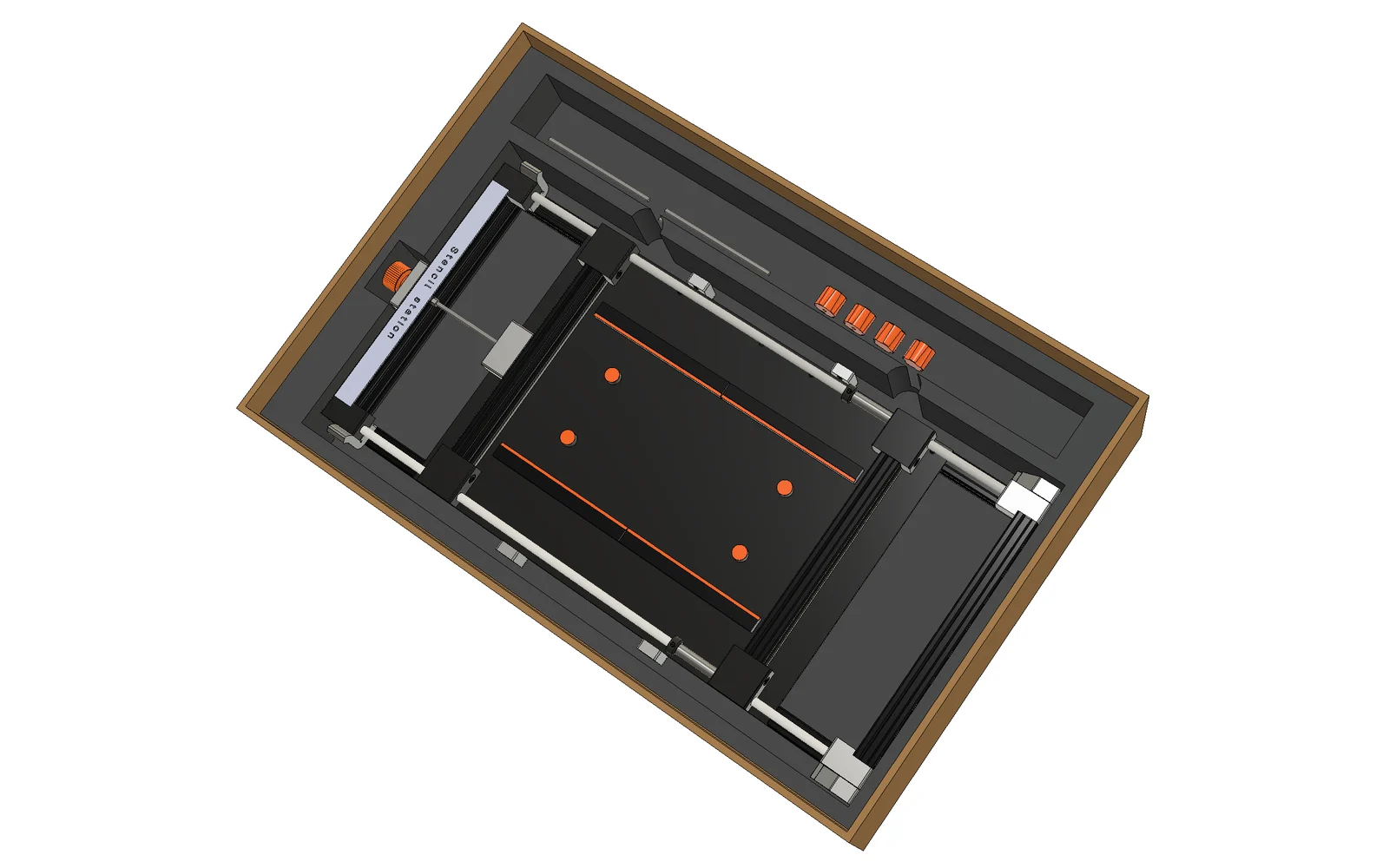 StencilStation packed in laser-cut foam inside its shipping box